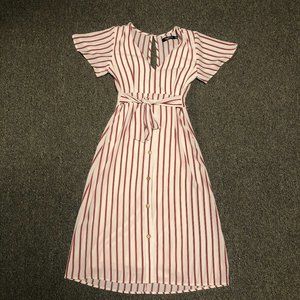 Striped Short Sleeved Lined Dress